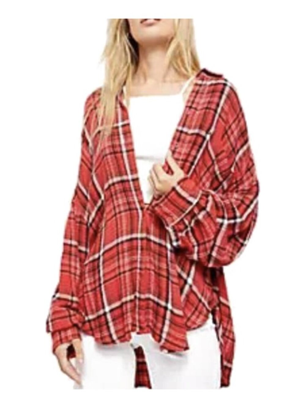 ❤️ We The Free Red Plaid Wrap Shirt - Size XS. ❤️